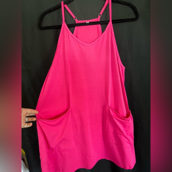 🆕 NWOT Pink Women’s Summer Mini Dress with Pockets – Medium - Picture 5 of 9